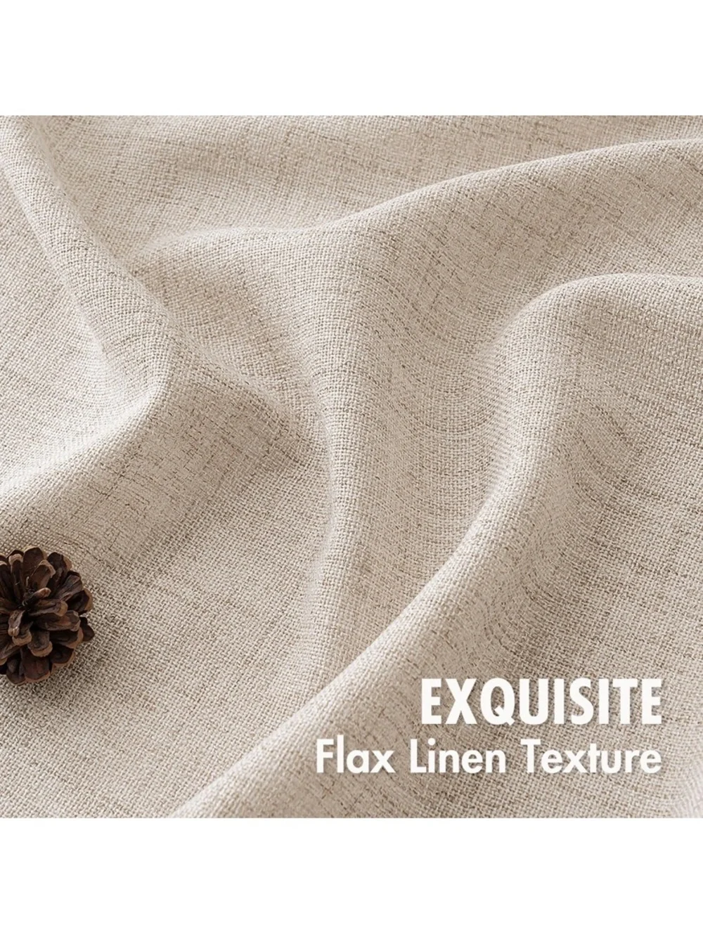Faux Linen Curtains 42W 41L 2 Panels Semi Sheer Curtain with Back Tab Rod Pocket